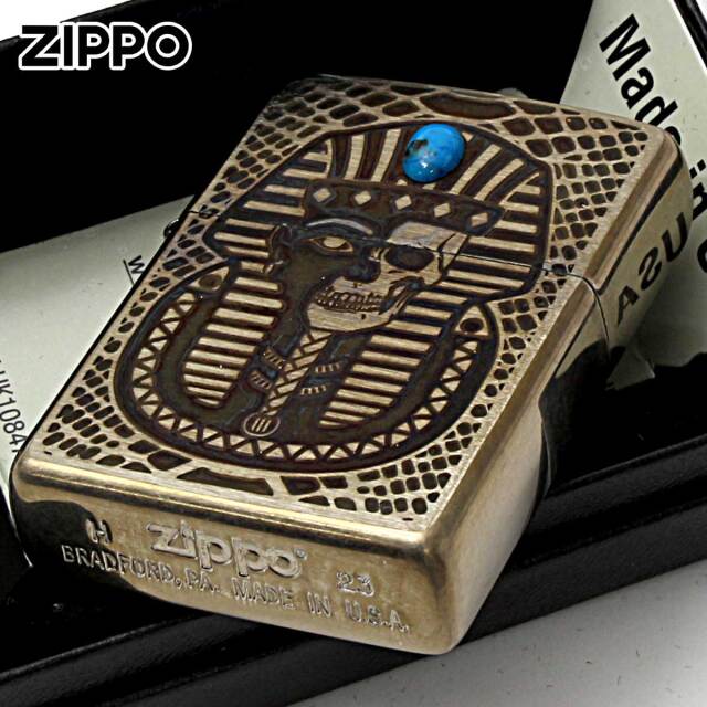 Zippo ジッポー ビンテージ風 ユーズド エジプト神話 天然石
