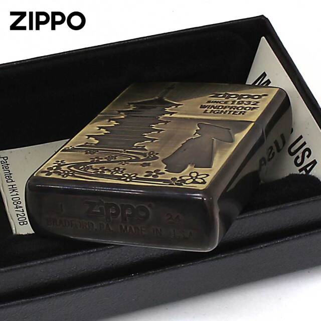 Zippo ジッポー アンテーク風 和柄 Antique style 五重塔 メール便可
