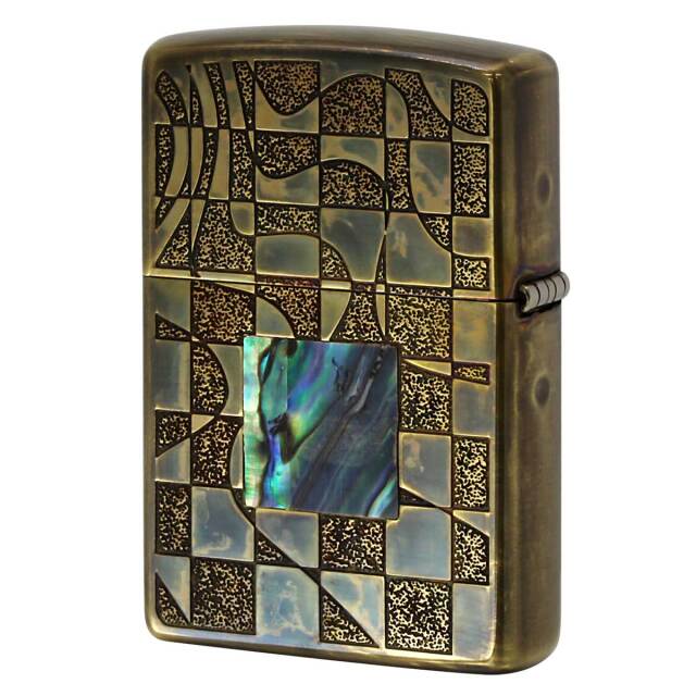 Zippo ジッポー アンテーク風 レトロ モダン シェル 貝貼り