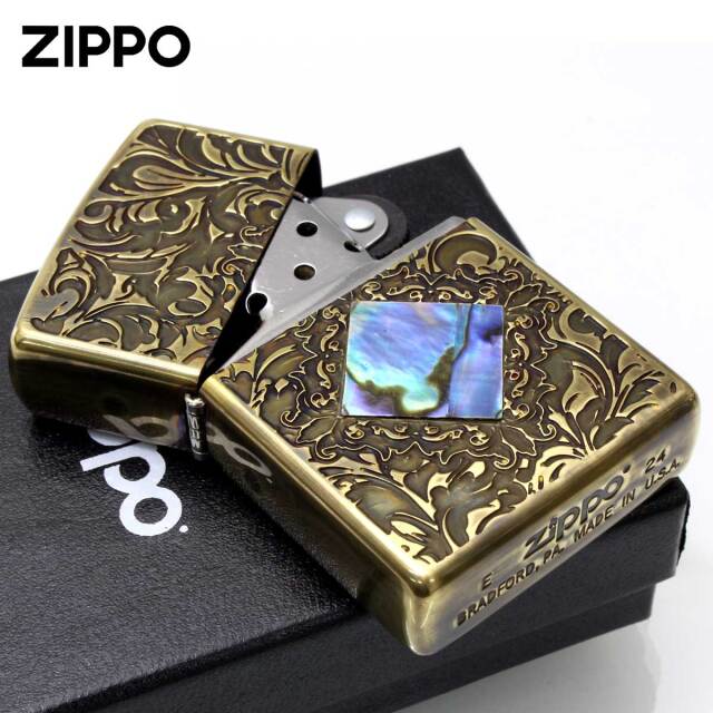 Zippo ジッポー アンテーク風 レトロ モダン シェル 貝貼り
