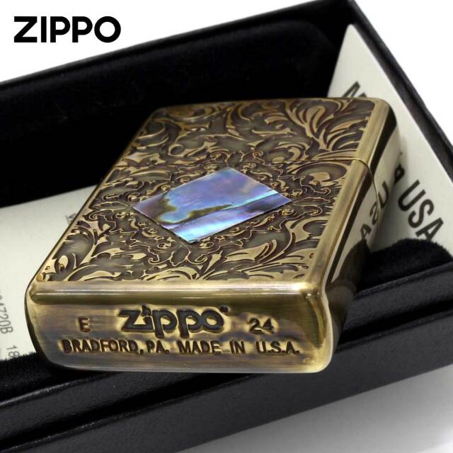 Zippo ジッポー アンテーク風 レトロ モダン シェル 貝貼り