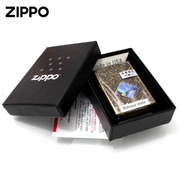Zippo ジッポー アンテーク風 レトロ モダン シェル 貝貼り