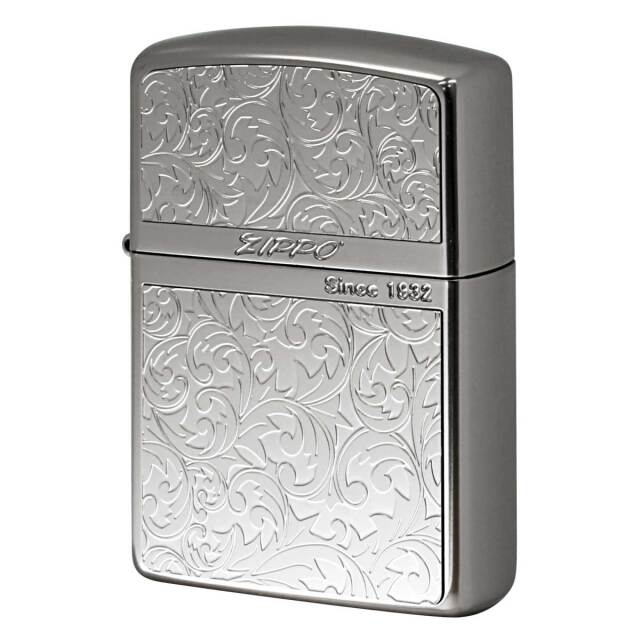Zippo ジッポー ARMOR アーマー 唐草 アラベスク プレート ホワイト