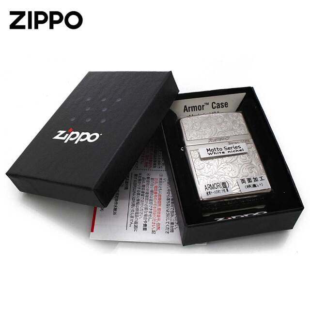 Zippo ジッポー ARMOR アーマー 唐草 アラベスク プレート ホワイト