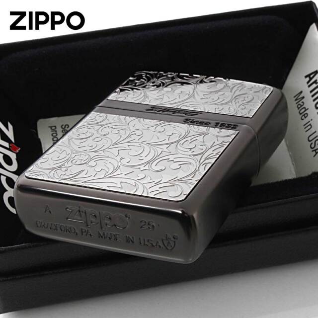 Zippo ジッポー ARMOR アーマー 唐草 アラベスク プレート ブラック Bk