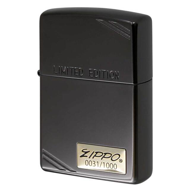 Zippo ジッポー 限定1,000個 ZIPPO LOGO METAL ダイアゴナルライン ジッポ ロゴ メタル シリアル番号 ブラック M・LE.Corner Line Bk メール便可