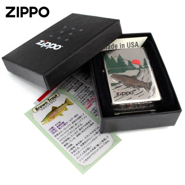 Zippo ジッポー 七宝メタル 淡水魚 フィッシング 釣り ブラウン