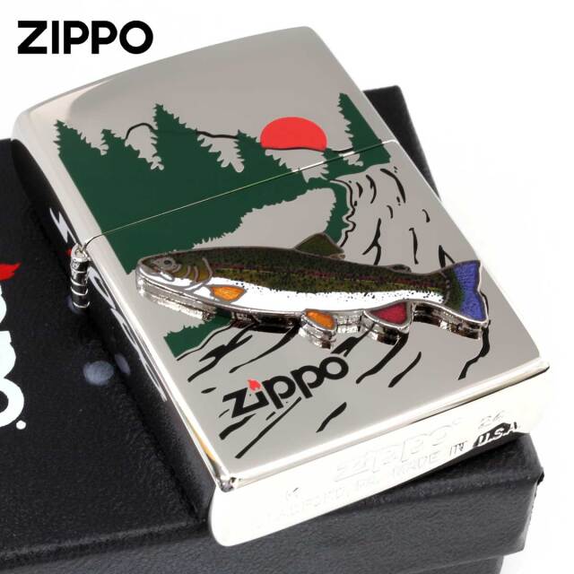 Zippo ジッポー 七宝メタル 淡水魚 フィッシング 釣り ニジマス メール