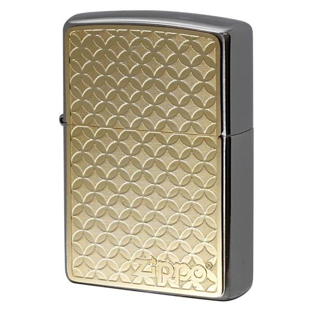 Zippo ジッポー 七宝 吉祥文様 ゴールドプレート ブラッシュドクローム 200 Metal Paint Plate Gold Plate 2MP-七宝_GP メール便可