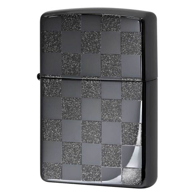 Zippo ジッポー チェック ラメ 幾何学模様 両面加工 ブラック ジオメトリック GEOMETRIC CHECK 25CK-BK メール便可
