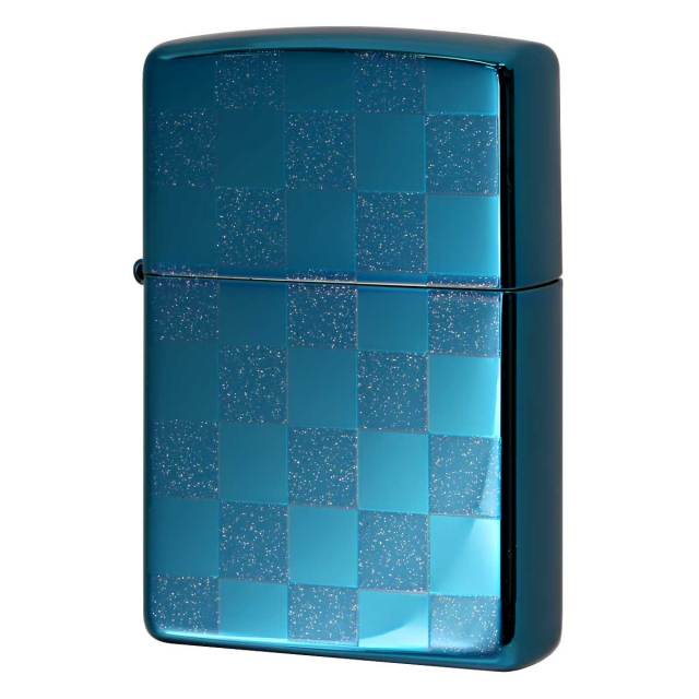 Zippo ジッポー チェック ラメ 幾何学模様 両面加工 ブルー ジオメトリック GEOMETRIC CHECK 25CK-BL メール便可