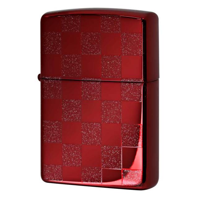 Zippo ジッポー チェック ラメ 幾何学模様 両面加工 レッド ジオメトリック GEOMETRIC CHECK 25CK-RED メール便可