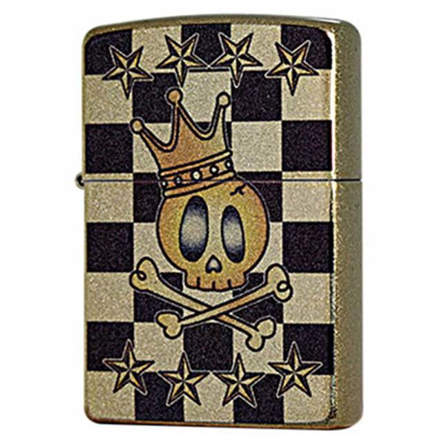Zippo ジッポー FUNNY SKULL ファニースカル チェック柄 ラメ 2ASPG-CKSKL メール便可