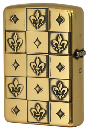 Zippo ジッポー モノグラム柄 ユリの紋章 ブラスいぶし MONOGRAM