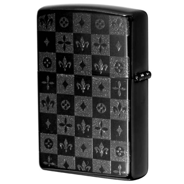 ゆりページ Zippo ジッポー モノグラム柄 ユリの紋章 ブラック ラメ