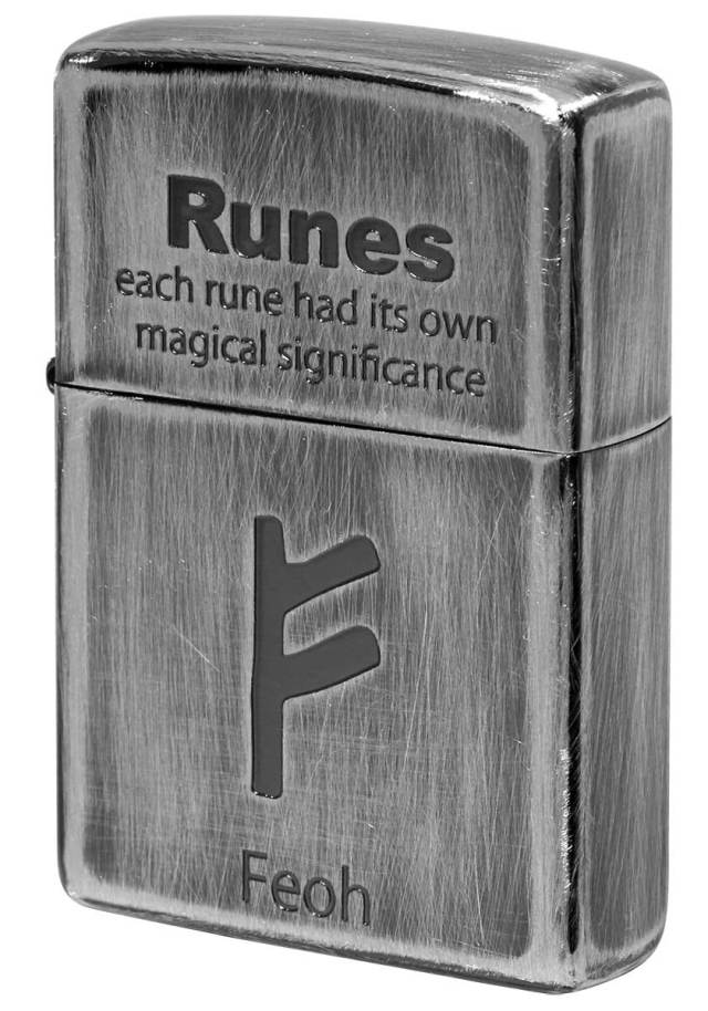 Zippo ジッポー Runes ルーン文字 フェオ 財産 2UDS-RUNES1 メール便可