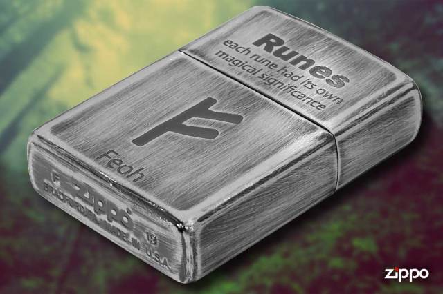 Zool 【中古美品・SFC欧州版】 Zippo ジッポー Runes ルーン文字 フェオ 財産 2UDS-RUNES1