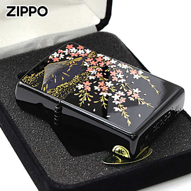 Zippo ジッポー 本金蒔絵 富士桜 伝統工芸 和柄 ゴールドタンク 2LA  