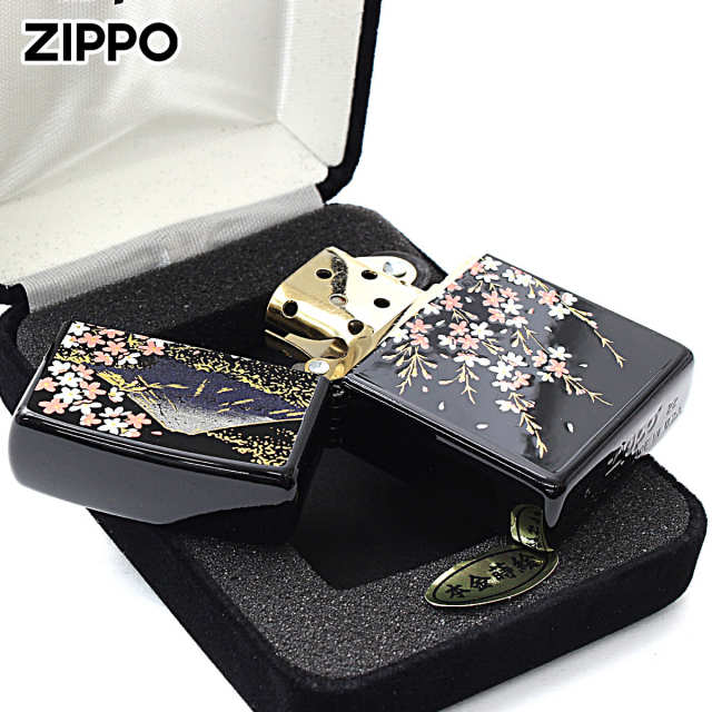 Zippo ジッポー 本金蒔絵 富士桜 伝統工芸 和柄 ゴールドタンク 2LA  