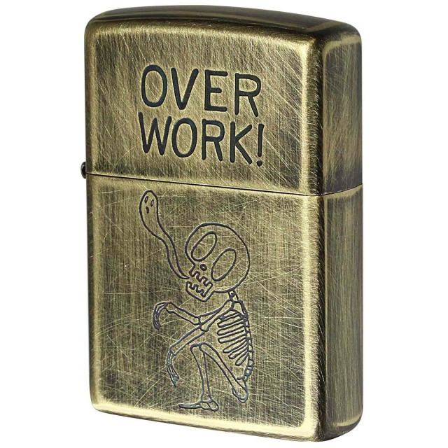 Zippo ジッポー スカル ドクロ 骸骨 真鍮 ブラス ユーズド仕上げ FUNNY SKULL USED FINISH OVER WORK オーバーワーク 2UDB-OVER WORK メール便可