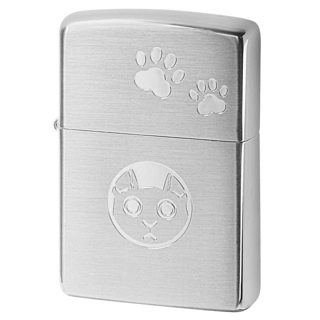 Zippo ジッポー ネコ 猫 Cat 足跡 愛くるしい 銀メッキ サテーナ Charming Gesture 2SS-CATHIDE1 メール便可