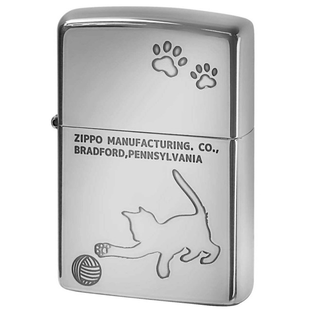 Zippo ジッポー ネコ 猫 Cat 足跡 愛くるしい ニッケルメッキ Charming Gesture 2NI-CAT1 メール便可