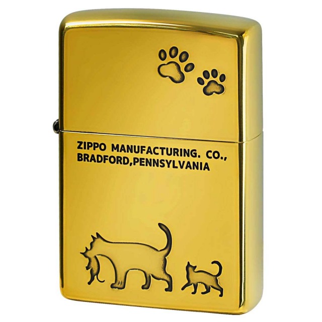 Zippo ジッポー ネコ 猫 Cat 足跡 愛くるしい 真鍮いぶし Charming Gesture 2BI-CAT2 メール便可