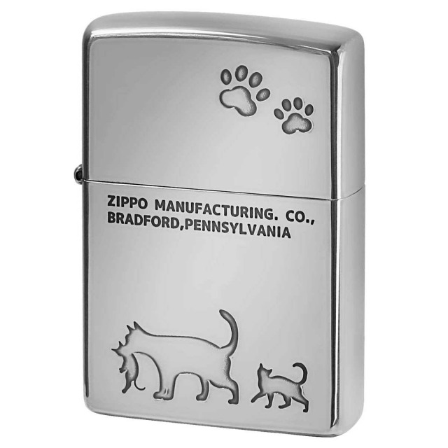 Zippo ジッポー ネコ 猫 Cat 足跡 愛くるしい ニッケルメッキ Charming Gesture 2NI-CAT2 メール便可