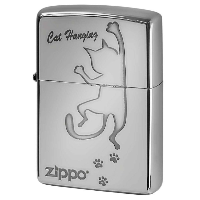 Zippo ジッポー ネコ 猫 Cat 足跡 愛くるしい ニッケルメッキ Cat Hanging NI-CATHANG1 メール便可