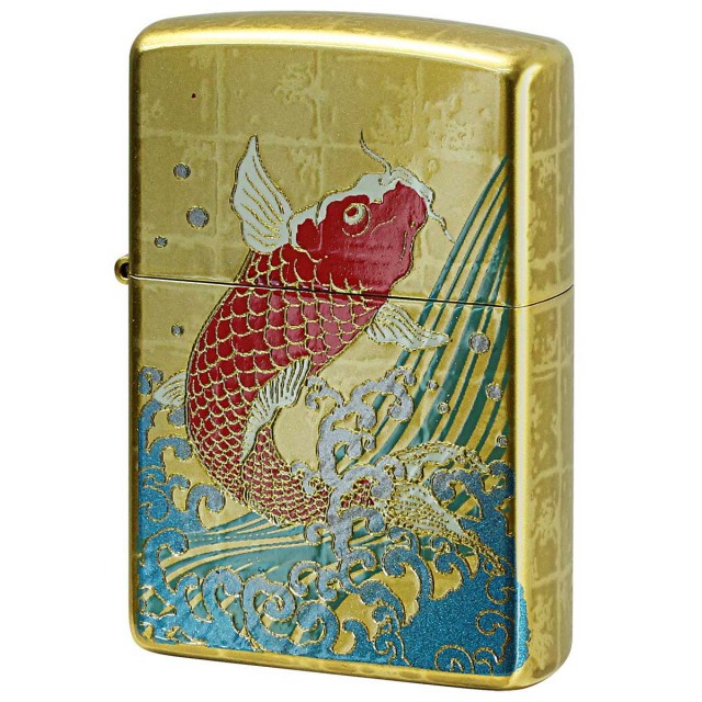 Zippo ジッポー 本金蒔絵 鯉 カープ 伝統工芸 和柄 ゴールドタンク 2LAG-CARP