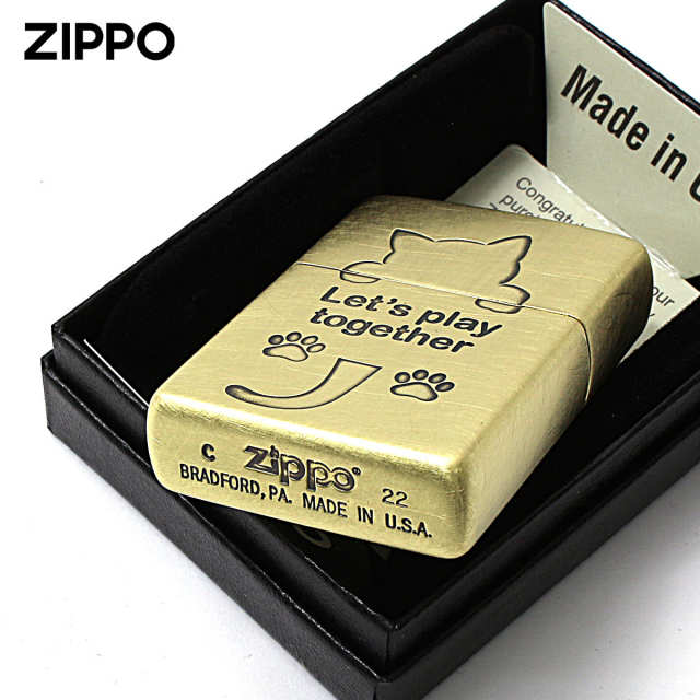 Zippo ジッポー ネコ 猫 Cat 一緒に遊ぼう ユーズド仕上げ 真鍮 CAT