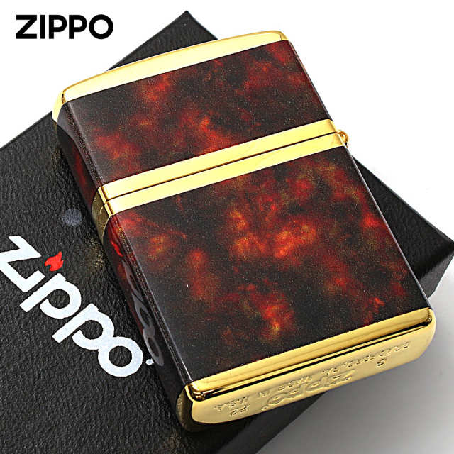 Zippo ジッポー 大理石調 レッドマーブル ジッポ ロゴ 金メッキ MARBLE