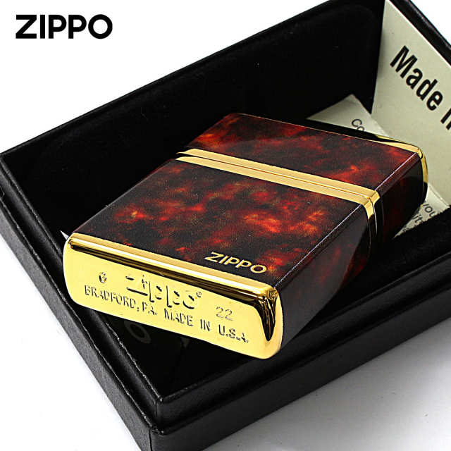 Zippo ジッポー 大理石調 レッドマーブル ジッポ ロゴ 金メッキ MARBLE