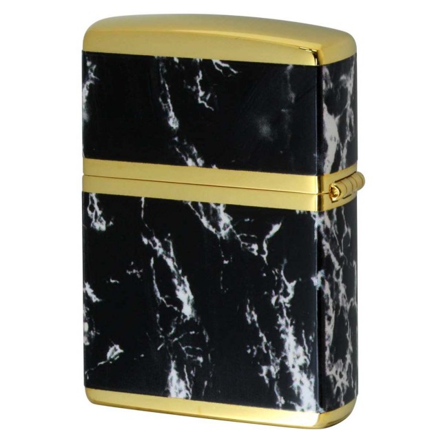 Zippo ジッポー 大理石調 ブラックマーブル ジッポ ロゴ 金メッキ
