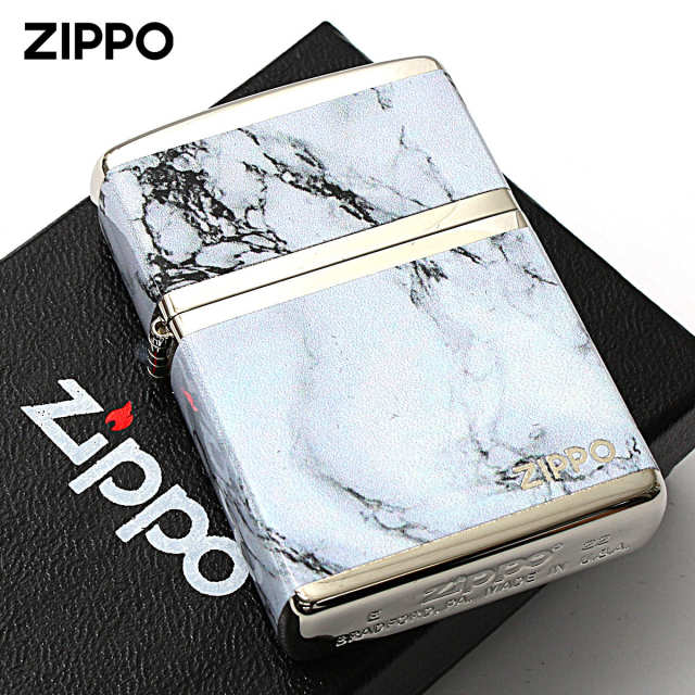 Zippo ジッポー 大理石調 ホワイトマーブル ジッポ ロゴ ニッケル
