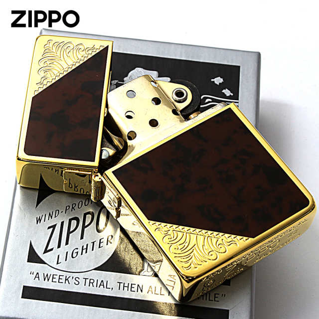 金運爆上げ　牡鹿半島産大理石　一輪挿 Zippo ジッポー 1935レプリカ 大理石調 ベネチアンデザイン ブラウン