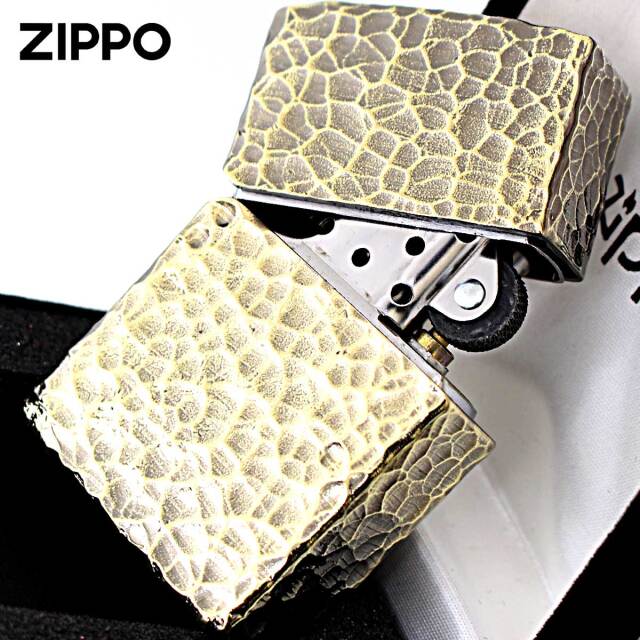 Zippo ジッポー ハンマートーン 槌目 フルメタルジャケット 真鍮メッキ