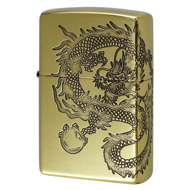 Zippo ジッポー 龍 ドラゴン 2面連続加工 DRAGON 真鍮いぶし仕上げ 2BI-DR3