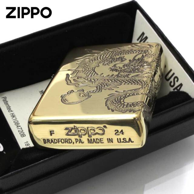 Zippo ジッポー 龍 ドラゴン 2面連続加工 DRAGON 真鍮いぶし