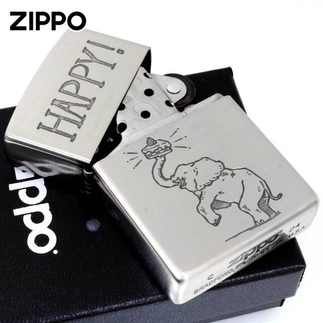 Zippo ジッポー NAGOMI animal HAPPY 象 メッセージ 202-HAPPY メール
