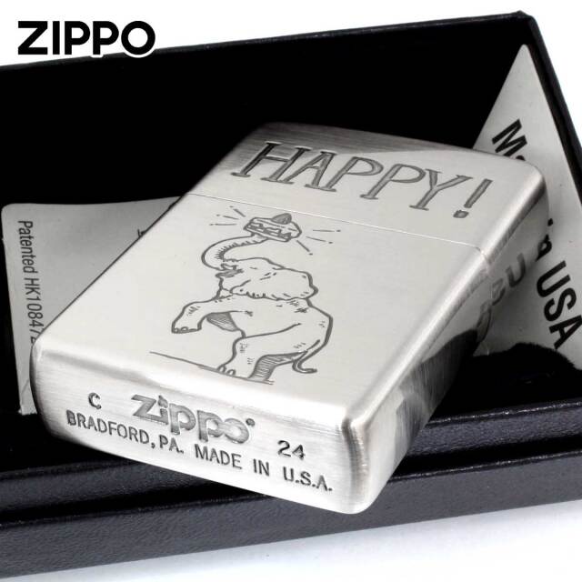 Zippo ジッポー NAGOMI animal HAPPY 象 メッセージ 202-HAPPY メール