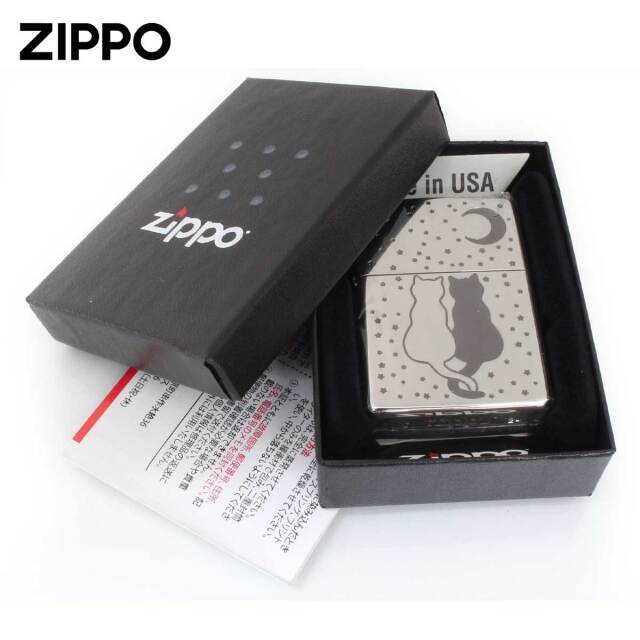 Zippo ジッポー ネコ 猫 月夜 Cat Moon シルエット シルバー 2SBK