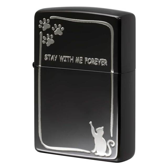 Zippo ジッポー ネコ 猫 足跡 STAY WITH ME FOREVER いつまでも一緒にいて ブラック 2BKS-CATSTAY
