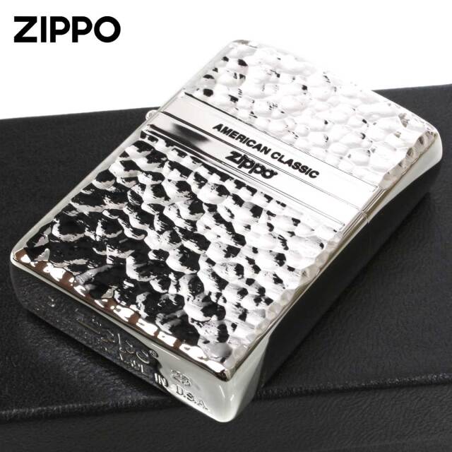 Zippo ジッポー ハンマートーン 槌目 ジッポ ロゴ 銀メッキ HAMMER