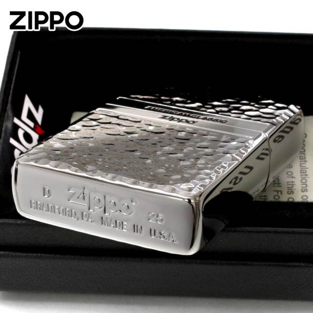 Zippo ジッポー ハンマートーン 槌目 ジッポ ロゴ 銀メッキ HAMMER