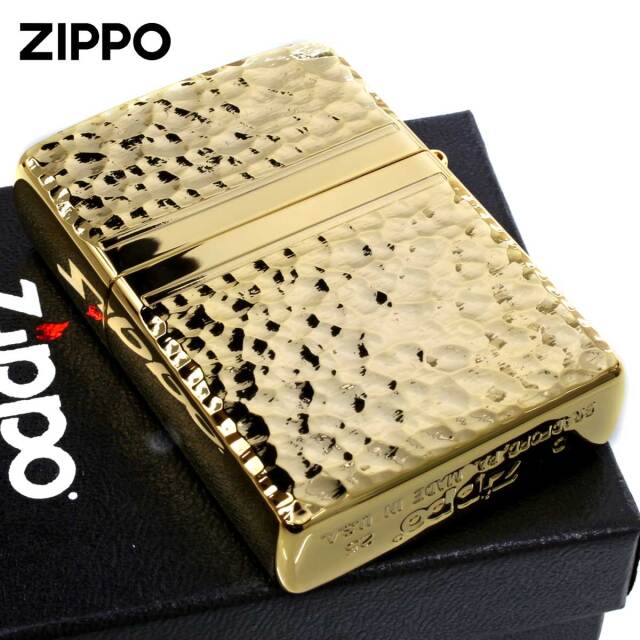 Zippo ジッポー ハンマートーン 槌目 ジッポ ロゴ 金メッキ HAMMER