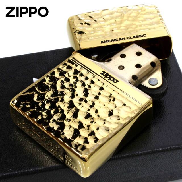 Zippo ジッポー ハンマートーン 槌目 ジッポ ロゴ 金メッキ HAMMER
