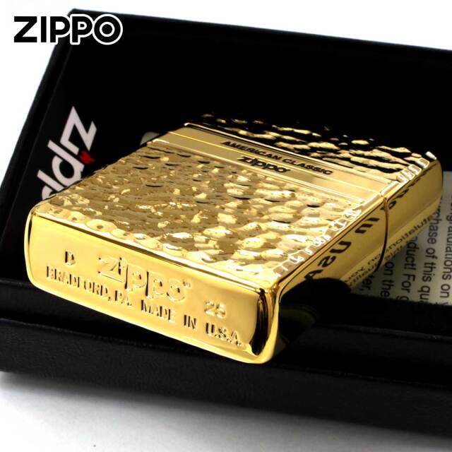 Zippo ジッポー ハンマートーン 槌目 ジッポ ロゴ 金メッキ HAMMER