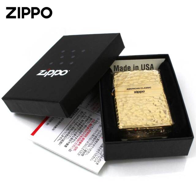 Zippo ジッポー ハンマートーン 槌目 ジッポ ロゴ 金メッキ HAMMER
