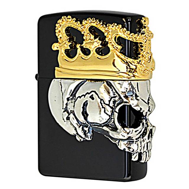 Zippo ジッポー スカル ドクロ 骸骨 スカルクラウン メタル チタンブラック Skull Crown BBZ-スカルKA2